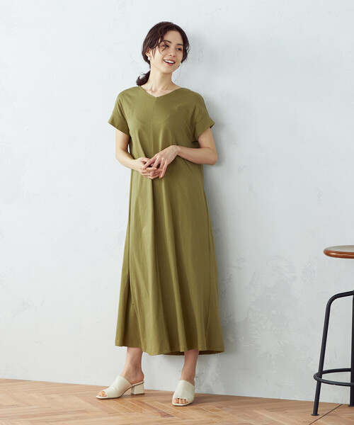 COMME CA ISM（コムサイズム）の「バックシャン　Ｔシャツワンピース（ワンピース・レディース・ブラック/グレー/オリーブ/グリーン・MEDIUM/LARGE）」の13枚目の写真