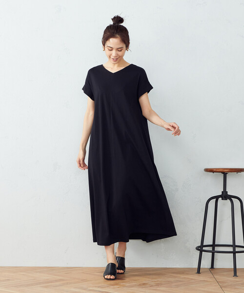 COMME CA ISM（コムサイズム）の「バックシャン　Ｔシャツワンピース（ワンピース・レディース・ブラック/グレー/オリーブ/グリーン・MEDIUM/LARGE）」の2枚目の写真