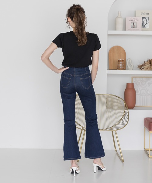 Julia Boutique（ジュリアブティック）の「EMMAロゴ半袖ニットトップス/22108（Tシャツ/カットソー・レディース・ブラック・ONE）」の3枚目の写真