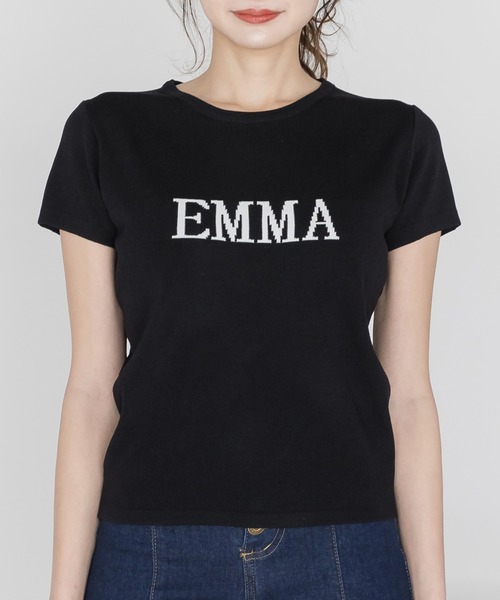 Julia Boutique（ジュリアブティック）の「EMMAロゴ半袖ニットトップス/22108（Tシャツ/カットソー・レディース・ブラック・ONE）」の6枚目の写真