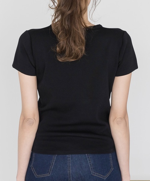 Julia Boutique（ジュリアブティック）の「EMMAロゴ半袖ニットトップス/22108（Tシャツ/カットソー・レディース・ブラック・ONE）」の8枚目の写真