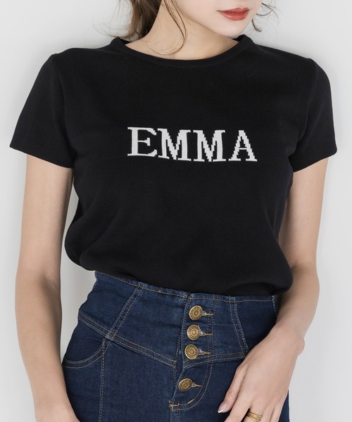 Julia Boutique（ジュリアブティック）の「EMMAロゴ半袖ニットトップス/22108（Tシャツ/カットソー・レディース・ブラック・ONE）」の13枚目の写真
