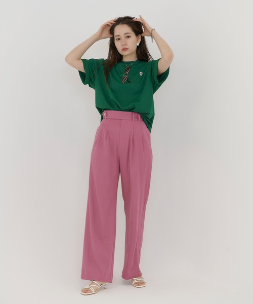 TINA:JOJUN ノベルティ　ピンク　長袖 Tシャツ SpecialPrice-SALE サイドドロスト ロンT TINA：JOJUN 全4色