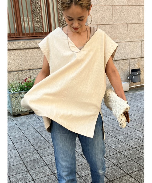 ulu（ウル）の「Linen denim vest（ベスト・レディース・ベージュ・FREE）」の14枚目の写真