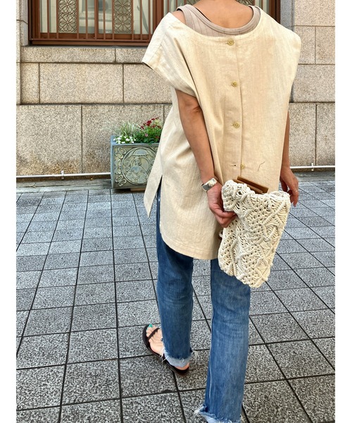 ulu（ウル）の「Linen denim vest（ベスト・レディース・ベージュ・FREE）」の15枚目の写真