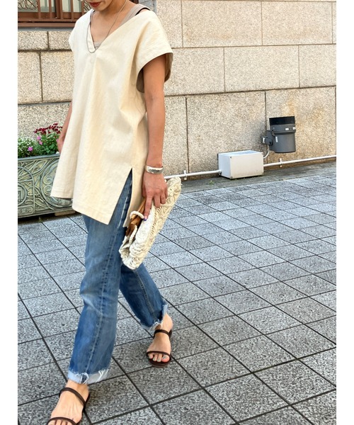 ulu（ウル）の「Linen denim vest（ベスト・レディース・ベージュ・FREE）」の16枚目の写真