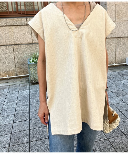 ulu（ウル）の「Linen denim vest（ベスト・レディース・ベージュ・FREE）」の17枚目の写真