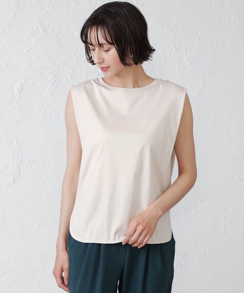 EPOCA THE SHOP(エポカザショップ)の「オーガニックコットンノースリーブカットソー(Tシャツ/カットソー・レディース・ベージュ/ホワイト・38)」の1枚目の写真