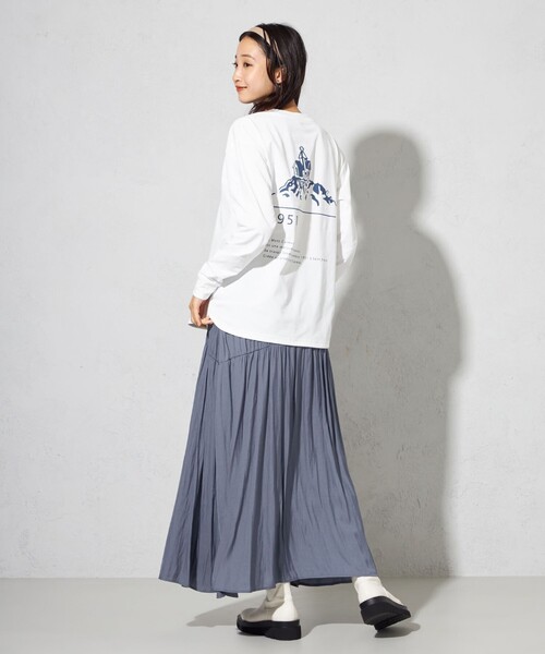 SHARE PARK（シェアパーク）の「【洗える】ポリエステルシャンブレースカート（スカート・レディース・グレー系/ピーコックグリーン系/ネイビー系・MEDIUM）」の8枚目の写真