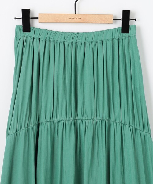 SHARE PARK（シェアパーク）の「【洗える】ポリエステルシャンブレースカート（スカート・レディース・グレー系/ピーコックグリーン系/ネイビー系・MEDIUM）」の14枚目の写真