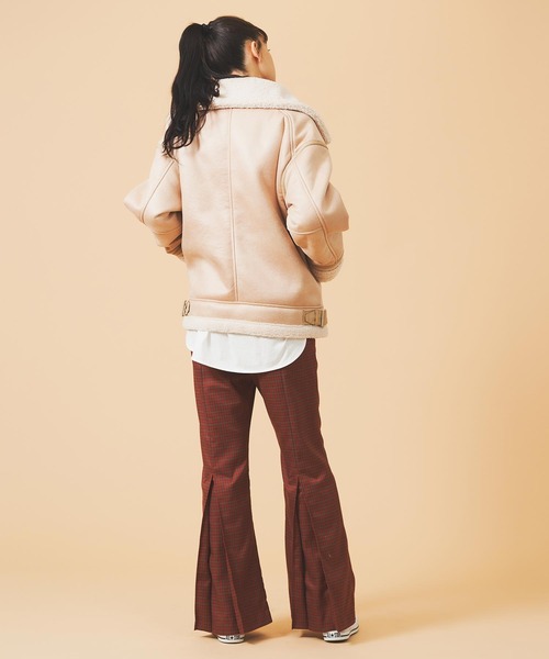 MILKFED.(ミルクフェド)の「PLAID INVERTED BOX PLEAT PANTS(その他パンツ・レディース・ネイビー/オレンジ・S/M)」の3枚目の写真