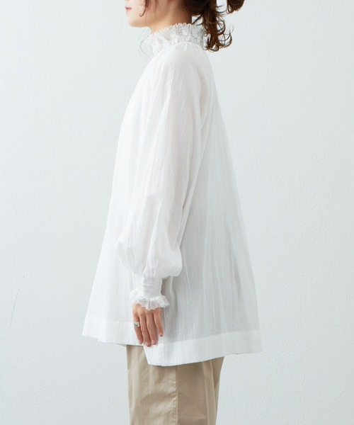 PUAL CE CIN（ピュアルセシン）の「レースシャーリングブラウス（シャツ/ブラウス・レディース・オフホワイト/ブラック・FREE）」の13枚目の写真