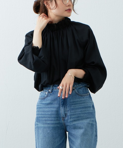 PUAL CE CIN（ピュアルセシン）の「レースシャーリングブラウス（シャツ/ブラウス・レディース・オフホワイト/ブラック・FREE）」の16枚目の写真