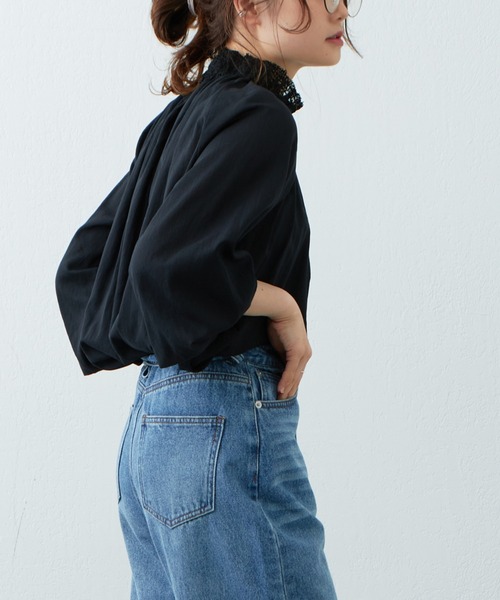 PUAL CE CIN（ピュアルセシン）の「レースシャーリングブラウス（シャツ/ブラウス・レディース・オフホワイト/ブラック・FREE）」の22枚目の写真