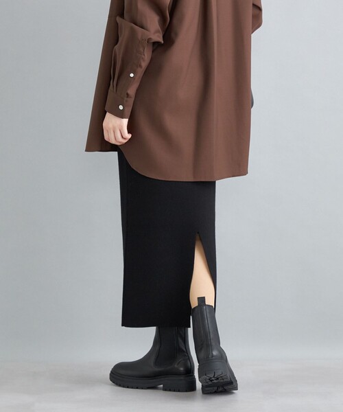〈手洗い可能〉ケアフリー加工ウールニットタイトスカート