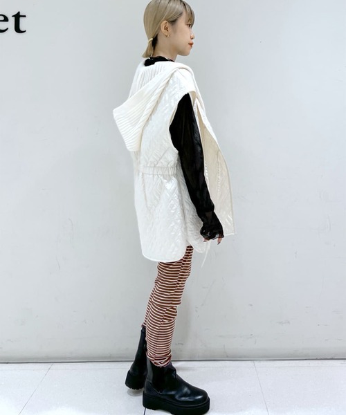 Alley by w closet（アリーバイダブルクローゼット）の「【Alley】リブレギンス（レギンス/スパッツ・レディース・ホワイト×ピンク/ブラウン系その他/ラベンダー・FREE）」の9枚目の写真
