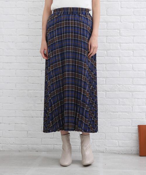 SHOO・LA・RUE（シューラルー）の「◆シーズンムード高まる チェック柄 プリーツスカート（スカート・レディース・ベージュ系その他2/ダークブラウン系1/ネイビー系1/イエロー系9・00）」の5枚目の写真