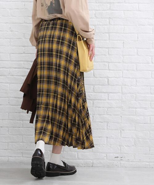 SHOO・LA・RUE（シューラルー）の「◆シーズンムード高まる チェック柄 プリーツスカート（スカート・レディース・ベージュ系その他2/ダークブラウン系1/ネイビー系1/イエロー系9・00）」の11枚目の写真