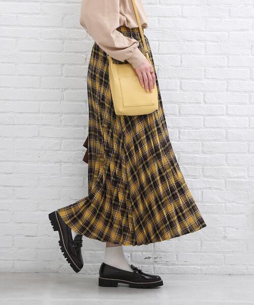SHOO・LA・RUE（シューラルー）の「◆シーズンムード高まる チェック柄 プリーツスカート（スカート・レディース・ベージュ系その他2/ダークブラウン系1/ネイビー系1/イエロー系9・00）」の12枚目の写真