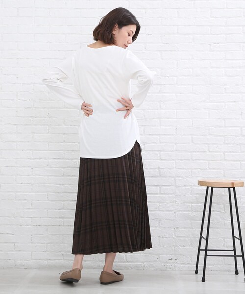 SHOO・LA・RUE（シューラルー）の「◆シーズンムード高まる チェック柄 プリーツスカート（スカート・レディース・ベージュ系その他2/ダークブラウン系1/ネイビー系1/イエロー系9・00）」の19枚目の写真