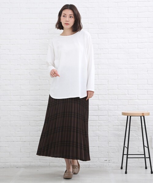 SHOO・LA・RUE（シューラルー）の「◆シーズンムード高まる チェック柄 プリーツスカート（スカート・レディース・ベージュ系その他2/ダークブラウン系1/ネイビー系1/イエロー系9・00）」の21枚目の写真