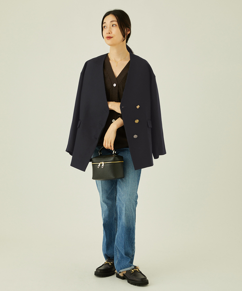 journal standard L'essage（ジャーナルスタンダードレサージュ）の「ヴィスウールノーカラージャケット（ノーカラージャケット・レディース・ネイビー・FREE）」の18枚目の写真