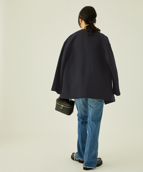 journal standard L'essage（ジャーナルスタンダードレサージュ）の「ヴィスウールノーカラージャケット（ノーカラージャケット・レディース・ネイビー・FREE）」の2枚目の写真