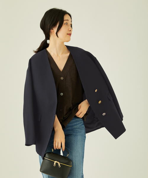 journal standard L'essage（ジャーナルスタンダードレサージュ）の「ヴィスウールノーカラージャケット（ノーカラージャケット・レディース・ネイビー・FREE）」の13枚目の写真