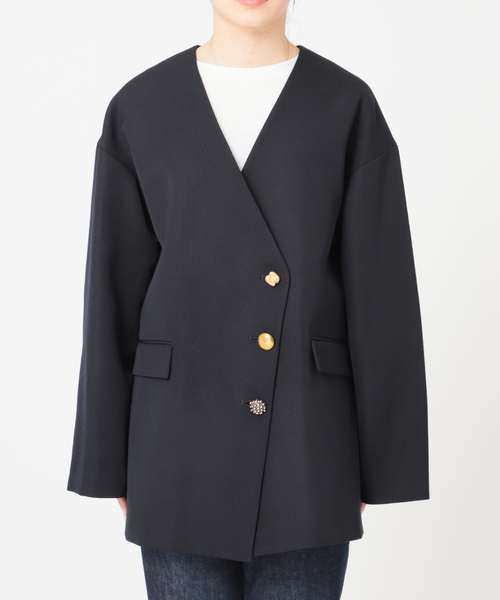 journal standard L'essage（ジャーナルスタンダードレサージュ）の「ヴィスウールノーカラージャケット（ノーカラージャケット・レディース・ネイビー・FREE）」の21枚目の写真
