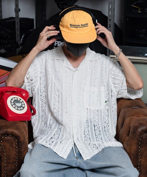 Perushu（ペルーシュ）の「フラワーレースシャツ（シャツ/ブラウス・メンズ・ブラック/グリーン/オフホワイト・LARGE/MEDIUM）」の2枚目の写真