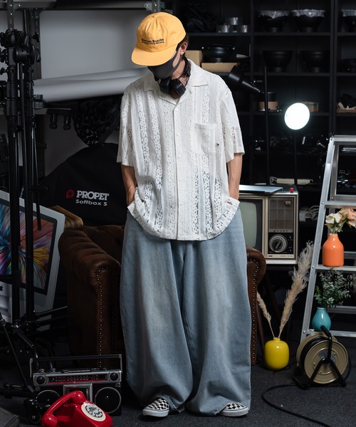 Perushu（ペルーシュ）の「フラワーレースシャツ（シャツ/ブラウス・メンズ・ブラック/グリーン/オフホワイト・LARGE/MEDIUM）」の9枚目の写真