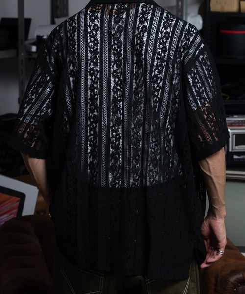 Perushu（ペルーシュ）の「フラワーレースシャツ（シャツ/ブラウス・メンズ・ブラック/グリーン/オフホワイト・LARGE/MEDIUM）」の6枚目の写真