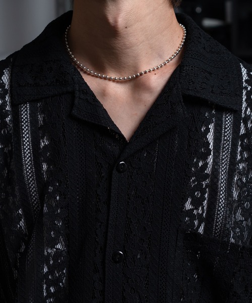 Perushu（ペルーシュ）の「フラワーレースシャツ（シャツ/ブラウス・メンズ・ブラック/グリーン/オフホワイト・LARGE/MEDIUM）」の17枚目の写真