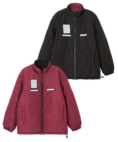 X-girl（エックスガール）の「FACE PATCH REVERSIBLE PARKA（ナイロンジャケット・レディース・グレー/バーガンディー・S/M）」の4枚目の写真