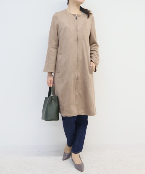 aunt lily(アントリリー)の「【セット商品】フェイクスエードノーカラーコート&ライナージャケット(ノーカラーコート・レディース・シルバー/ブルー/モカ・9号/13号/11号)」の8枚目の写真