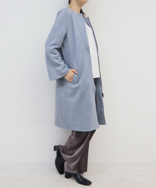 aunt lily(アントリリー)の「【セット商品】フェイクスエードノーカラーコート&ライナージャケット(ノーカラーコート・レディース・シルバー/ブルー/モカ・9号/13号/11号)」の15枚目の写真