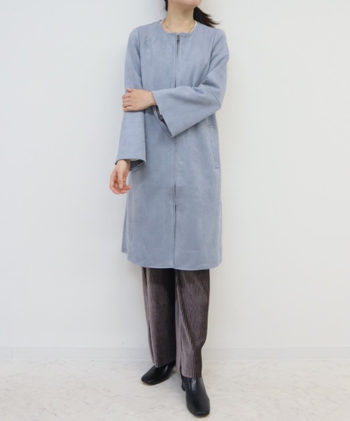 aunt lily(アントリリー)の「【セット商品】フェイクスエードノーカラーコート&ライナージャケット(ノーカラーコート・レディース・シルバー/ブルー/モカ・9号/13号/11号)」の9枚目の写真