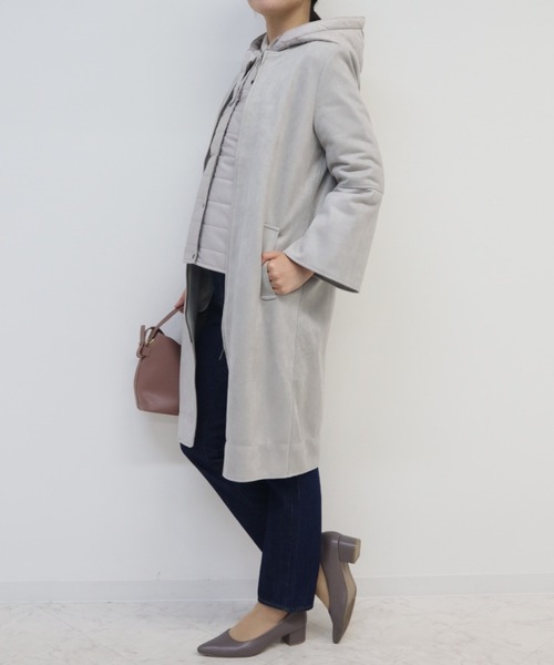 aunt lily(アントリリー)の「【セット商品】フェイクスエードノーカラーコート&ライナージャケット(ノーカラーコート・レディース・シルバー/ブルー/モカ・9号/13号/11号)」の19枚目の写真
