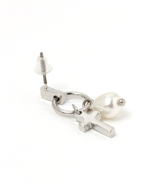 niko and...（ニコアンド）の「パール調クロスピアス（ピアス（両耳用）・レディース・グレー・0）」の2枚目の写真