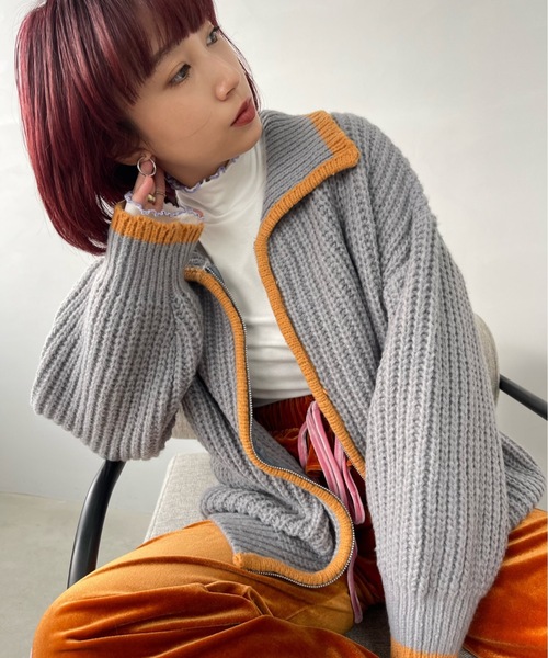 SANSeLF（サンセルフ）の「フロントカラージップニットトップス