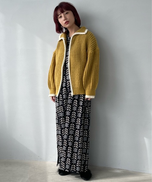 SANSeLF（サンセルフ）の「フロントカラージップニットトップス