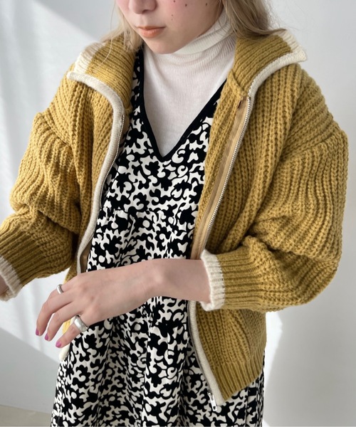 SANSeLF（サンセルフ）の「フロントカラージップニットトップス