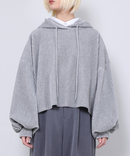 Figments（フィグメンツ）の「コーデュロイクロップドパーカー（パーカー・レディース・ブラウン/グレー/グリーン系その他・FREE）」の2枚目の写真