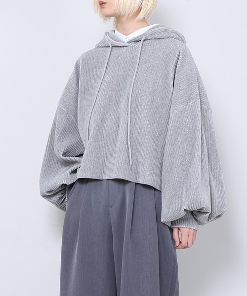 Figments（フィグメンツ）の「コーデュロイクロップドパーカー（パーカー・レディース・ブラウン/グレー/グリーン系その他・FREE）」の5枚目の写真