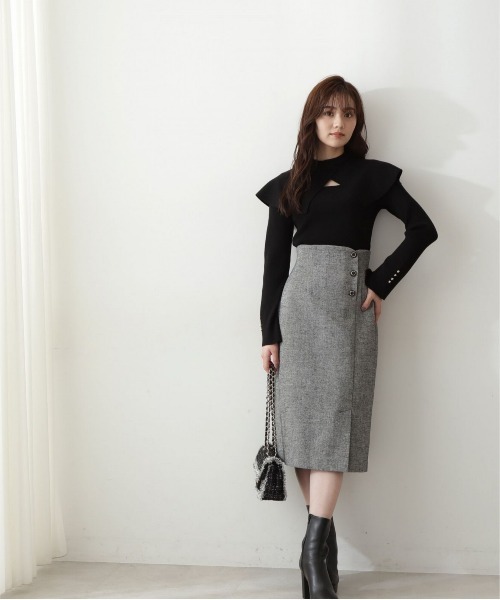 PROPORTION BODY DRESSING（プロポーションボディドレッシング）の「ラメツイードフロント釦タイトスカート / 1212220025（スカート・レディース・ブラック/ベージュ・X-SMALL/SMALL/MEDIUM）」の6枚目の写真