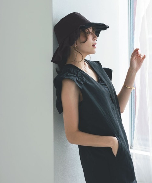 DONOBAN（ドノバン）の「ポリジュートフリルハット（ハット・レディース・ブラック/ベージュ/ブラウン・F）」の4枚目の写真