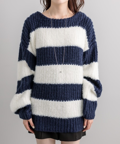 セール】シャギーボーダーニット（ニット/セーター）｜mystic  