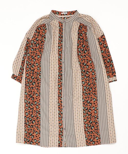 sandy（サンディー）の「sandy/プリントヨーク切替えギャザーワンピース（ワンピース・レディース・グレー/ネイビー/オレンジ・FREE）」の3枚目の写真