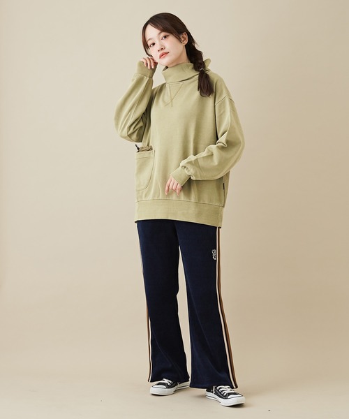 CUBE SUGAR（キューブシュガー）の「無地スウェット×布帛タートルネックプルオーバー（スウェット・レディース・ネイビー/グレイッシュベージュ/カーキ・M）」の12枚目の写真