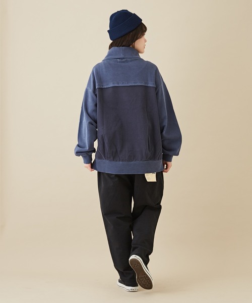 CUBE SUGAR（キューブシュガー）の「無地スウェット×布帛タートルネックプルオーバー（スウェット・レディース・ネイビー/グレイッシュベージュ/カーキ・M）」の7枚目の写真